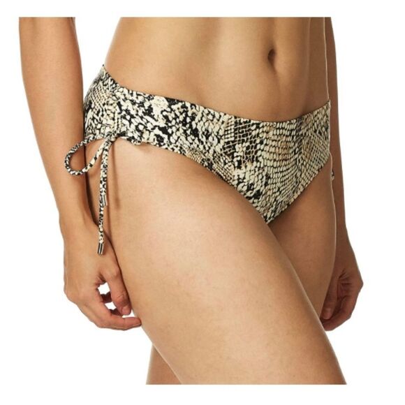 Calvin Klein Women's Standard Side Shirred SnakeSkin Bikini Swimsuit Bottom L - Picture 1 of 7